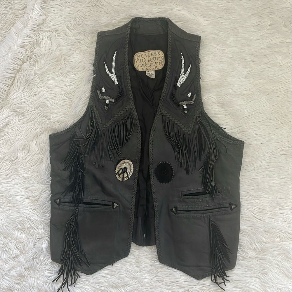 Mealey's Pitic Leather Fringed size 38 Small  Western/Handcrafted JACKET